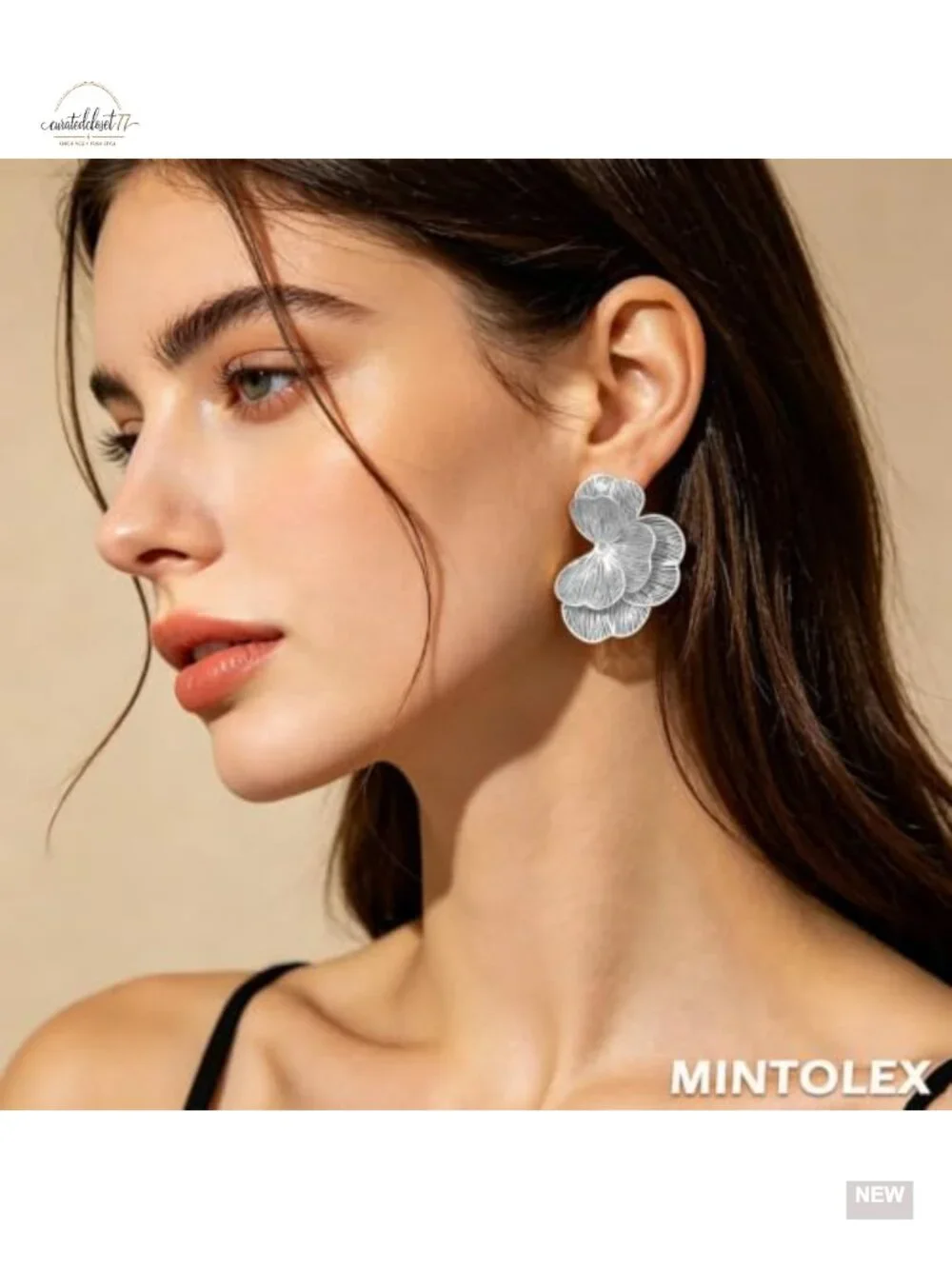 Large Floral Hoop Dangle Earrings Lightweight Metal Statement Earrings